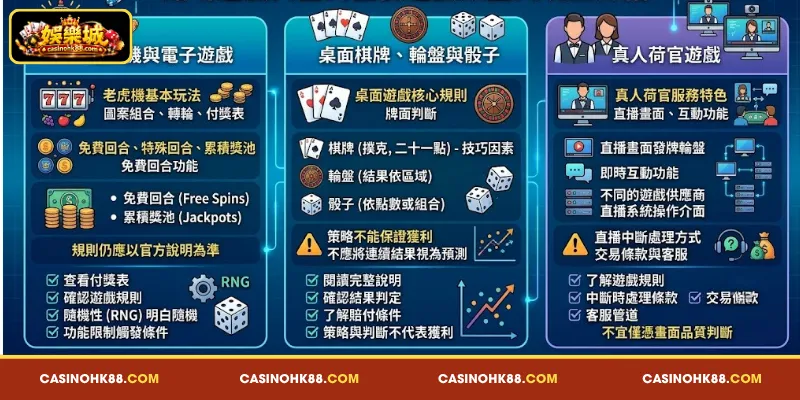 賭場遊戲大全 的 常見 遊戲 分類 及 基本 玩法